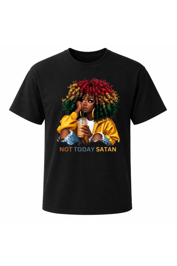Not Today Satan Graphic T-Shirt, Unisex Classic Fit Short Sleeve Crewneck Tee