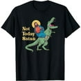 thumbnail image 1 of Not Today Satan Jesus Riding Dinosaur T Rex Funny Sarcastic T-Shirt, 1 of 5