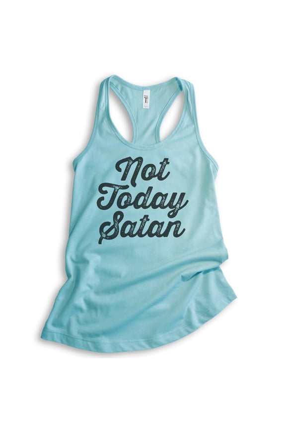 Not Today Satan Tank Top, Ladies Racerback Tank Top, Religious Graphic Tee, Funny Jesus Tank, Cancun, Large