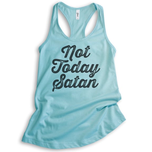 Not Today Satan Tank Top, Ladies Racerback Tank Top, Religious Graphic Tee, Funny Jesus Tank, Cancun, Small