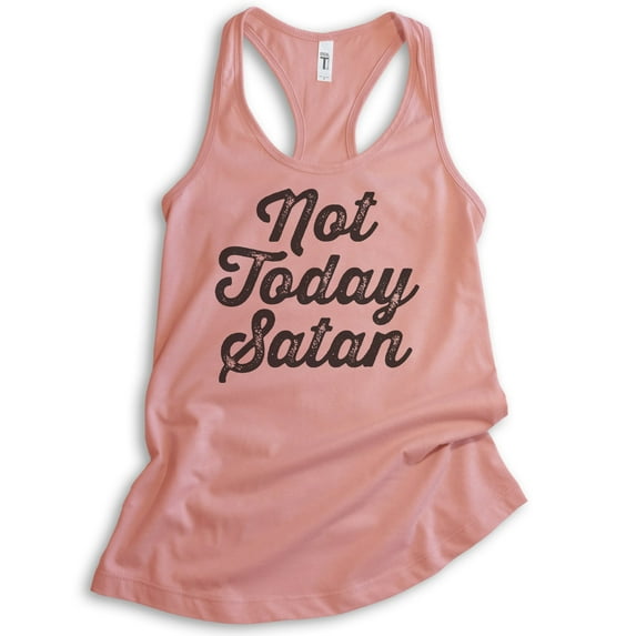 Not Today Satan Tank Top, Ladies Racerback Tank Top, Religious Graphic Tee, Funny Jesus Tank, Desert Pink, X-Large