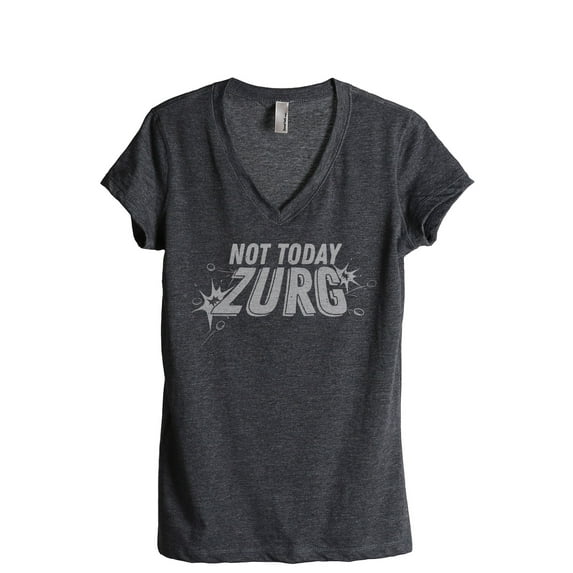Not Today Zurg Women's Fashion Relaxed V-Neck T-Shirt Tee Charcoal Grey 2X-Large