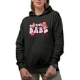thumbnail image 1 of Not Your Babe, Retro Anti Valentine's Day Gift, Black Hooded Sweatshirt or Hoodie, Medium, 1 of 5