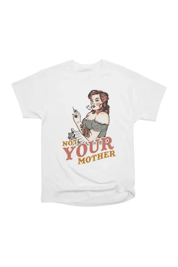 Not Your Mother Retro Rockabilly Tattooed Pinup Woman Smoking A Joint T-Shirt Tee Gift For
