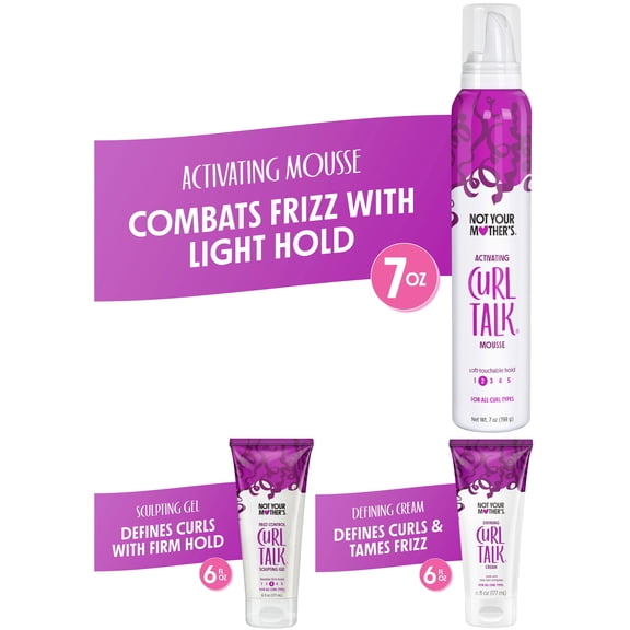 Not Your Mother's Curl Talk Defining Cream, Frizz Control Gel, and Curl Activating Mousse, 3 Pack