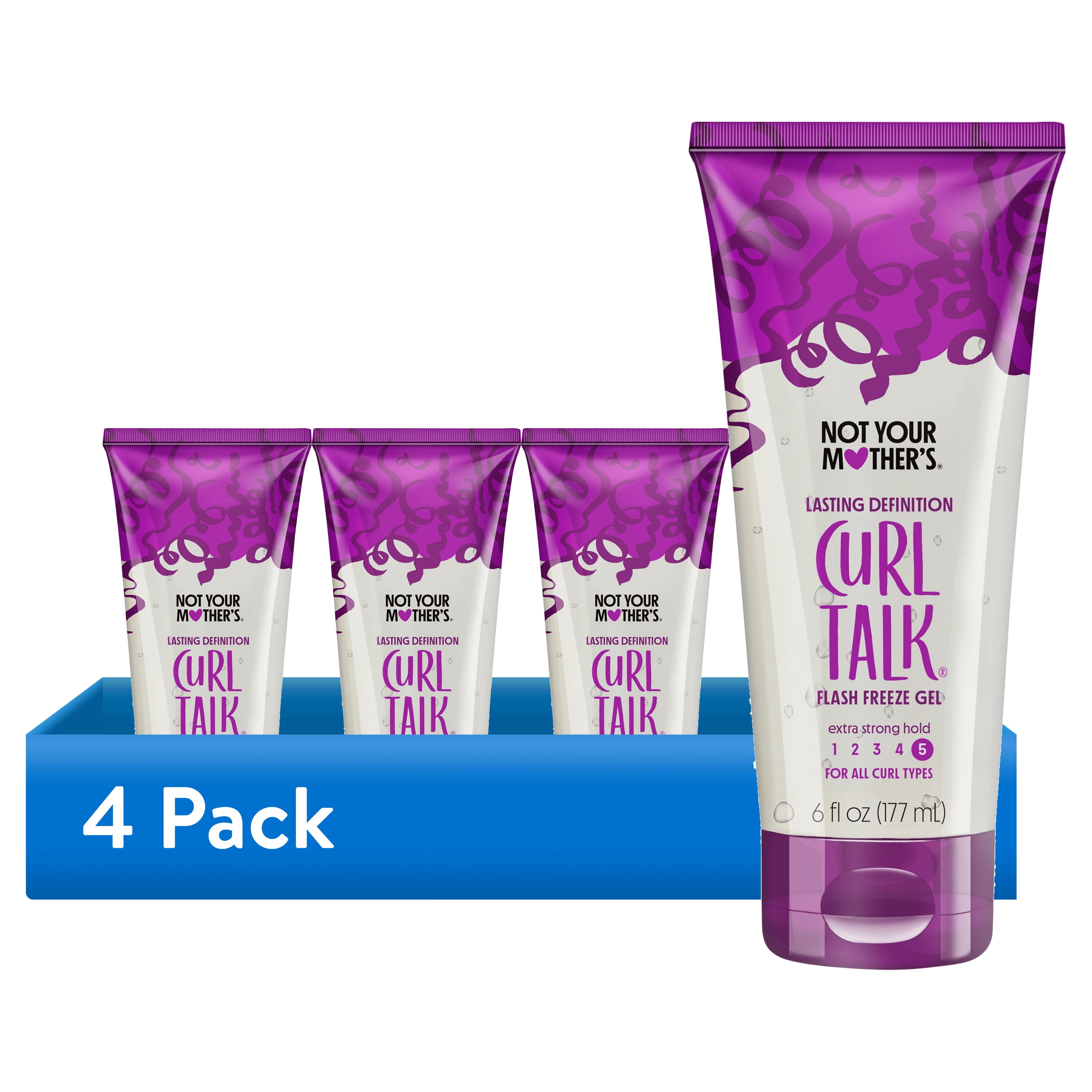 (4 pack) Not Your Mother's Curl Talk Flash Freeze Gel, Extra Strong Hold, For All Curl Types, 6 fl oz