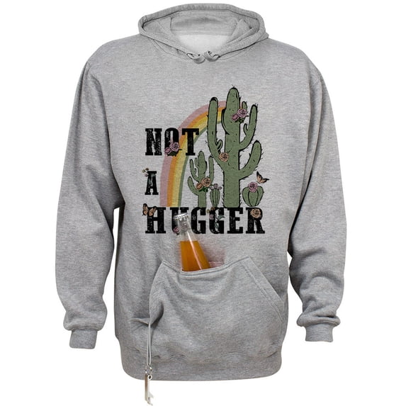 Not a Hugger Beer Holder Tailgate Hoodie Sweatshirt Unisex Large Oxford