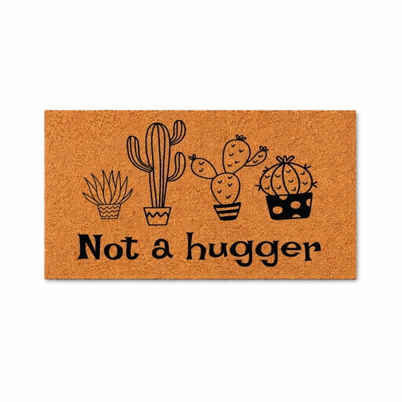 Not a Hugger Doormat, Funny Cactus Welcome Mat, Front Door Entry Rug, Housewarming Gift, Home Decor 3033 (36x72 inches) 3033