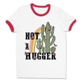 thumbnail image 1 of Not a Hugger Ringer Tee Shirt Unisex Medium White/Red, 1 of 5