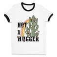 thumbnail image 1 of Not a Hugger Ringer Tee Shirt Unisex Small White/Black, 1 of 5