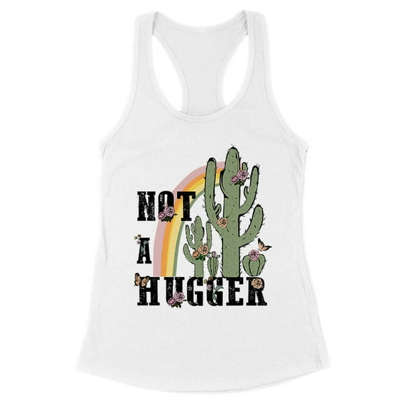 Not a Hugger Tank Top Fitted Racerback Women's Large White