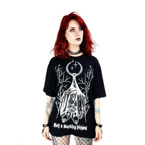Not a Morning Person Bat Oversized T-Shirt, Black (Small)