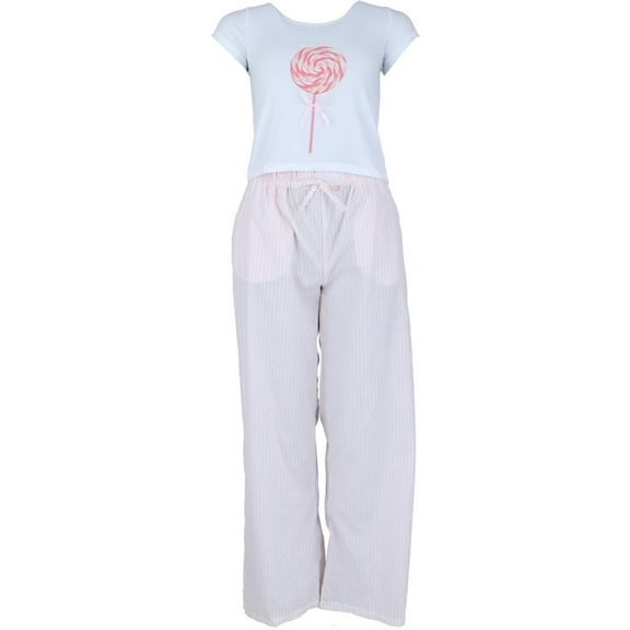 Not a Morning Person  Bow Baby Tee and Striped Pants Pajama Set (Women)