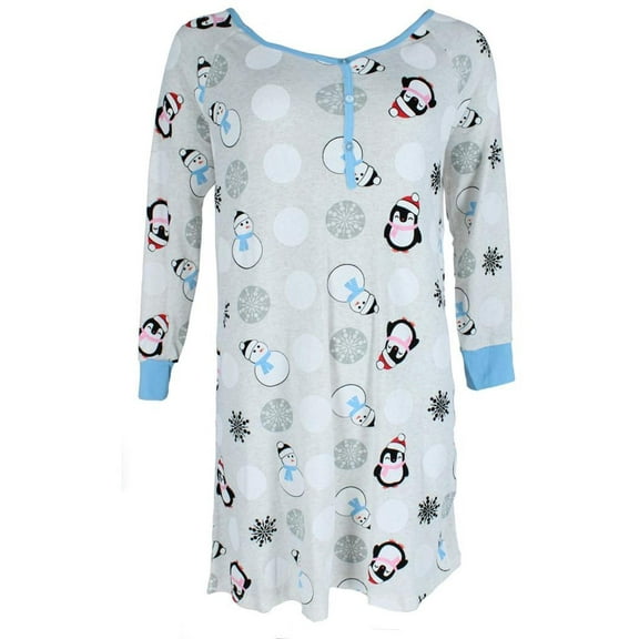 Not a Morning Person  Snowman Henley Long Sleeve Nightshirt (Women)