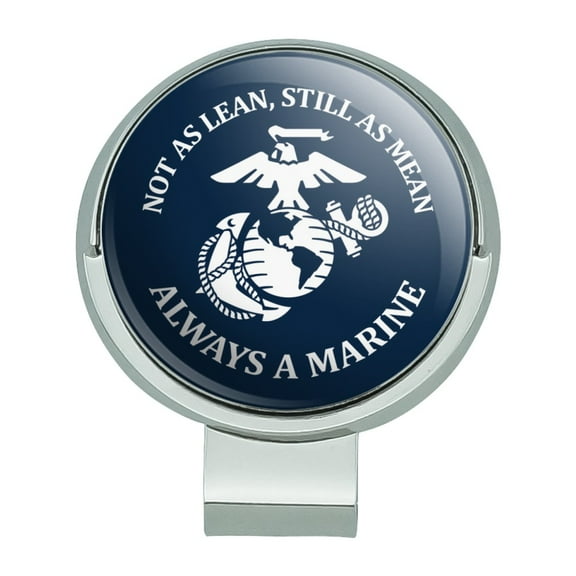 Not as Lean Still as Mean Always a Marine USMC White Blue Officially Licensed Golf Hat Clip With Magnetic Ball Marker