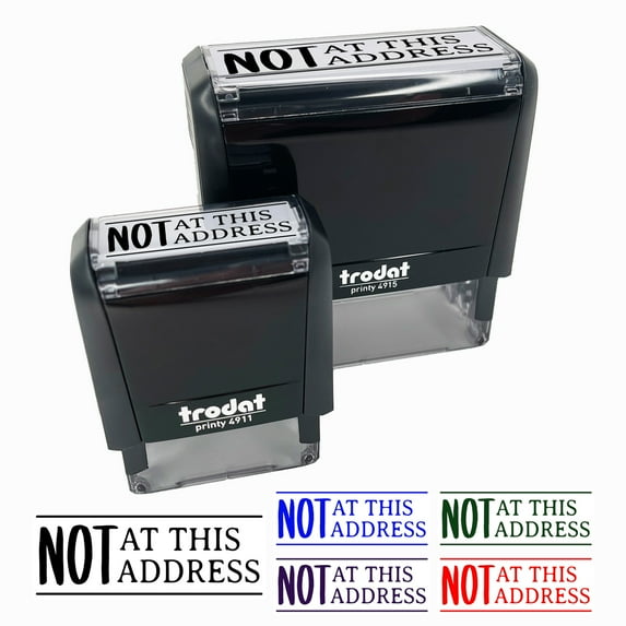 Not at This Address Letter Mail Self-Inking Rubber Stamp Ink Stamper for Business Office - Black Ink - Small 1-1/2 Inch