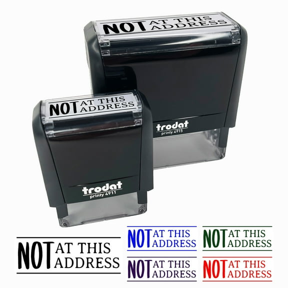 Not at This Address Letter Mail Self-Inking Rubber Stamp Ink Stamper for Business Office - Red Ink - Small 1-1/2 Inch