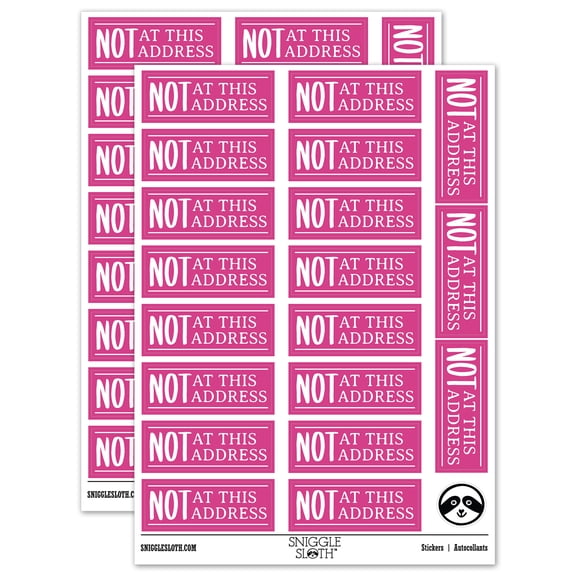 Not at This Address Letter Mail Sticker Set - Hot Pink - Matte Finish - 2.00" Large