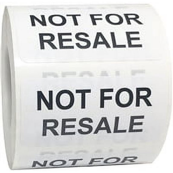 Not for Resale White & Black Labels | 1 x 2" inch - 500 Pack | InStockLabels.com