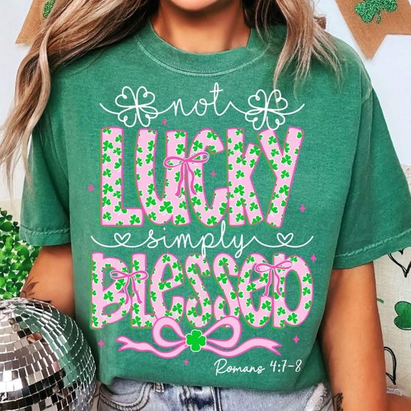 Not lucky simply blessed St Patrick's Day Coquette Shirt, Retro St Patricks Day Shirt