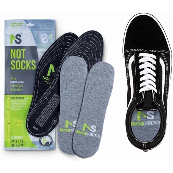 NotSocks Insole Covers for Flats with Bamboo Charcoal Odor Control, Gray, 2-Pack