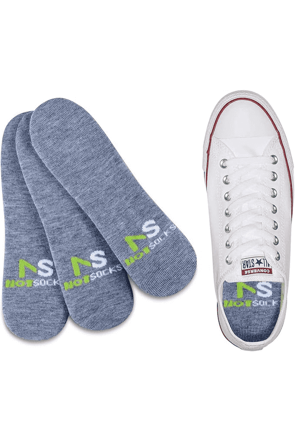 ™ - Insole Socks, Anti-Odor Washable Shoe Liners, One Size Fits Women’s 4–Men’s 12, Heather Gray, Reusable Sockless Comfort (3-Pack)