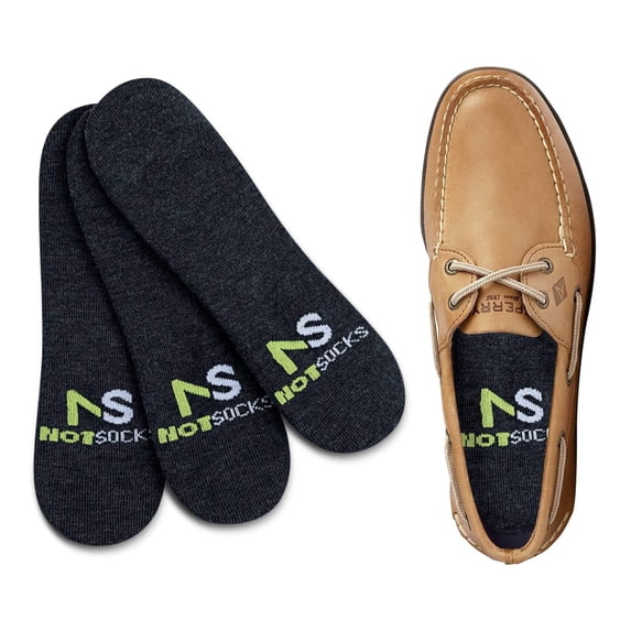 NotSocks Insole Covers 3-Pack, Sockless Shoe Liners with Odor & Moisture Control, Black