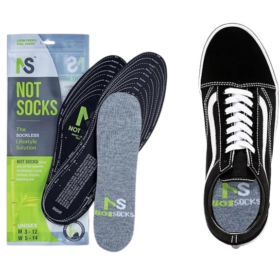 NotSocks Sockless Insole Covers for Flats & Shoes - No Show Odor-Free Shoe Liners - Heather Gray (1-Pack)