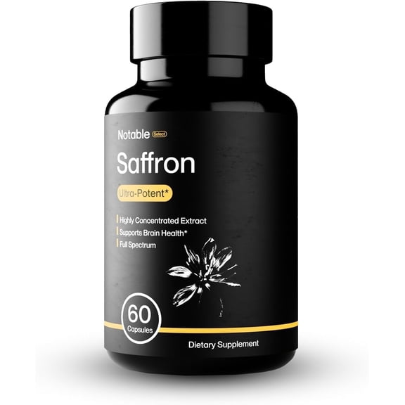 Notable Ultra-Potent Saffron Extract Capsules, 30mg, 60 Day Supply