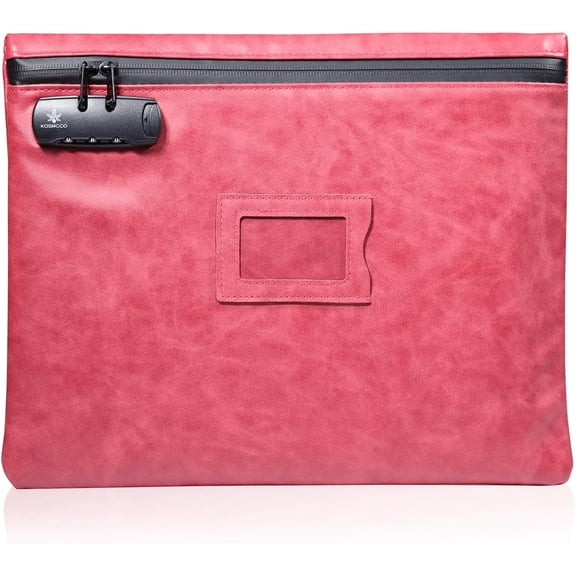 Notary Bag with Lock, 13.6 x 10 Inches Heavy Duty Notary Supply Bag for All Notary Journal, Stamp, Embosser, Ink Pad and Valuables Storage Bag (Ruby Red, L)