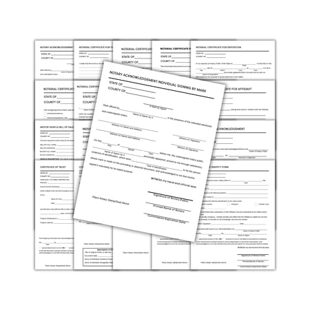 Notary Certificate Bundle 19 Different 8.5x11 Starter Legal Documents for Professionals to Notarize Notarial Legal Bill of Sale Jurat Affidavit POA