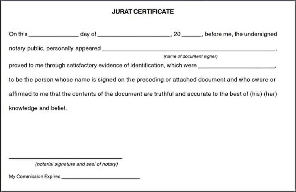 Notary Jurat/Affidavit Certificate Pads