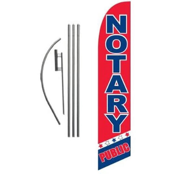 Notary Public Advertising Feather Banner Swooper Flag Sign with Flag Pole Kit and Ground Stake