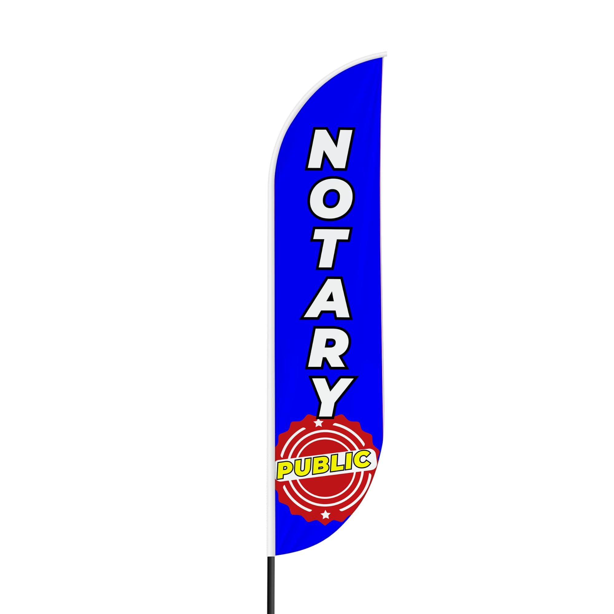 Notary Public Sign feather flag for Outdoor by Mavis Print | 11.5 FEET Long Polyester Outdoor Banner Flag for Easy Hang | HD Print Swooper I Flag Only for Business Advertising I Flag Only