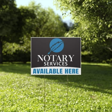 Notary Services, Notary Public Yard Sign, 18x12, 24x18, 36x24, Double Sided H-Stake Included, v1