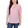 thumbnail image 1 of Notations Womens Petites Keyhole Embellished Blouse, 1 of 1