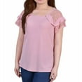 thumbnail image 1 of NY Collection Womens Short Dot Pullover Blouse, Pink, Petite, PL, 1 of 1
