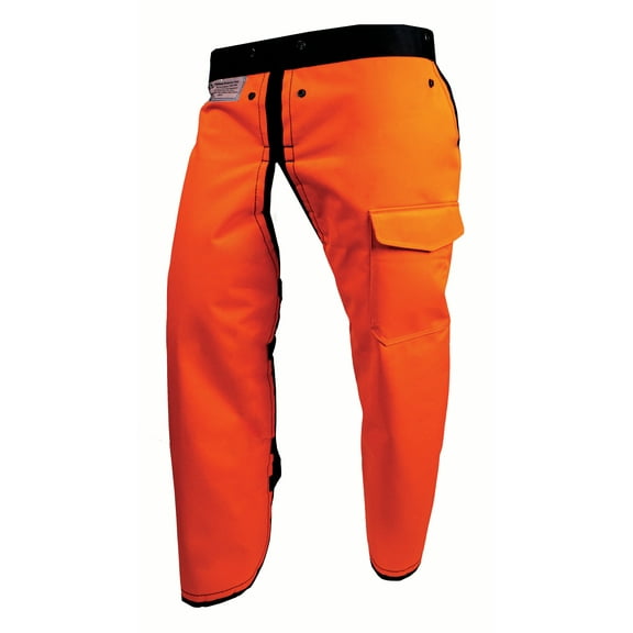 Notch Apron Style Chainsaw Chaps Adjustable, Safety Orange, XL, 2.9 lbs