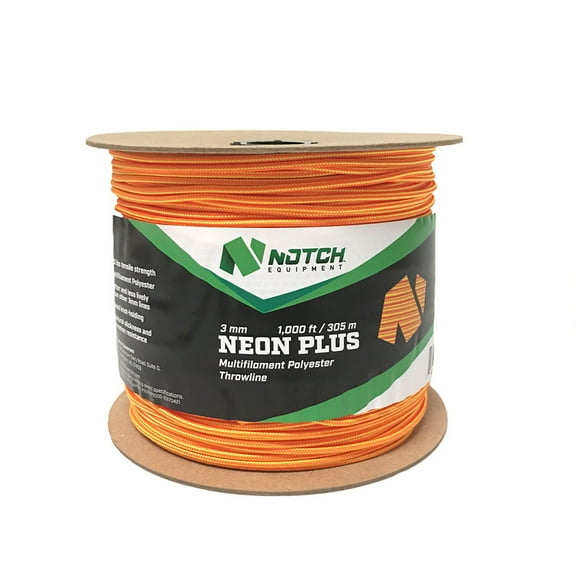 Notch Neon Plus 3mm - 1000 ft. Polypropylene Throwline, Resists Tangling, Bright Orange, Tensile Strength: 350 lbs. (NPT-1000)