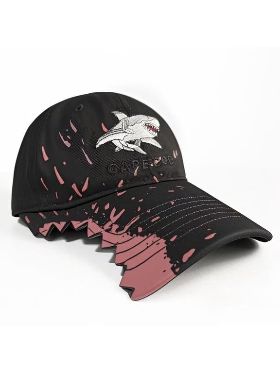 Notched shark embroidered baseball cap, duckbill cap, sun hat for men and women