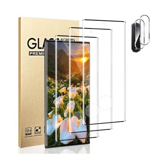 For Note 10 Plus Tempered Glass Screen Protector Camera Lens Protector (3+2 Pack) 3D Curved Glass 9H Hardness Scratch Resistant HD Clear Fingerprint Unlocking For Samsung Note 10 Plus