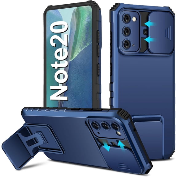 Note 20 Case Compatible for Samsung Galaxy Note20 5G 6.7-inch, Slide Camera Cover, -Grade Shockproof Phone Case with Kickstand Protective Cover for Samsung Note 20 5G (Blue)