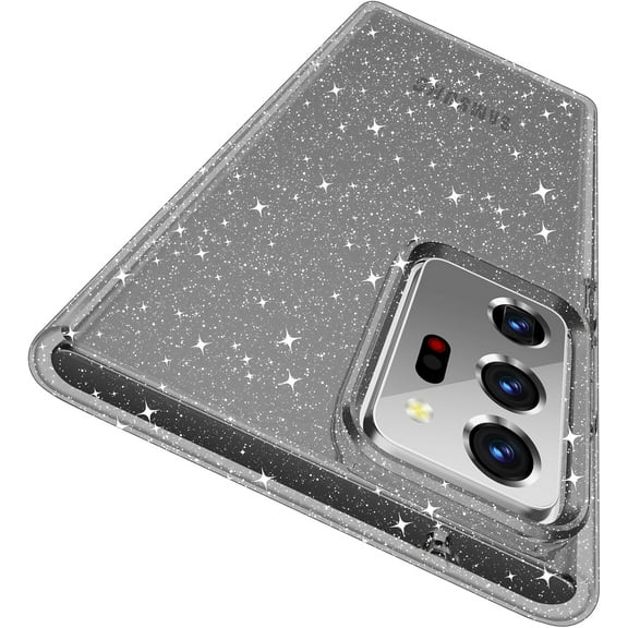 for Note 20 Ultra Case, Anti Yellowing Glitter Case, Military Grade Protection Shockproof Scratch-Resistant Transparent Cell Phone Cover for Samsung Galaxy Note 20 Ultra 5G, Glitter Black