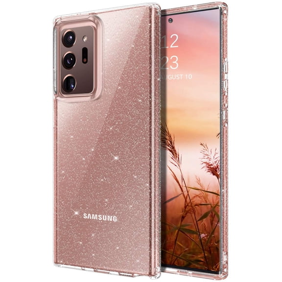 for Note 20 Ultra Case, Clear Glitter Bling Sparkly Slim Soft TPU Rugged Shockproof Protective Bumper Phone Case Cover for Samsung Galaxy Note 20 Ultra 6.9" 5G,Clear Glitter
