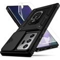 thumbnail image 1 of for Note 20 Ultra Case,with Camera Lens Cover HD Screen Protector,[Military Grade] Ring Car Mount Kickstand Hybrid Hard PC Soft TPU Shockproof Protective Case for Galaxy Note 20 Ultra, Black, 1 of 8