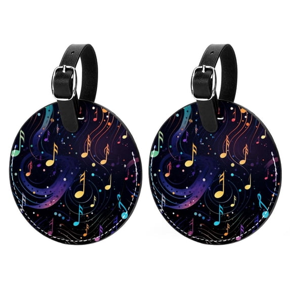 Note 2pcs PU Leather Round Bag Tags Suitcase Handbag Tags with Privacy Cover and Name ID Tag for Travel Luggage, Handbags, Backpacks, School Bags