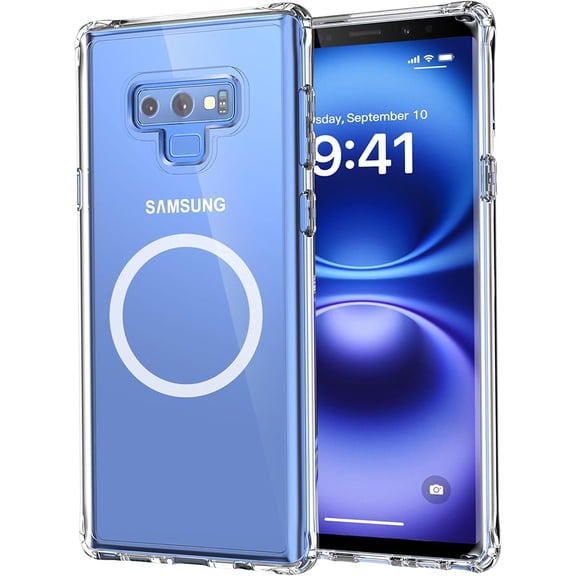 for Note 9 Clear Case Magnetic, Anti-Yellowing 6.4-Inch Slim Fit Heavy Duty Protection Wireless Charging TPU & PC Cover withCamera Protection Lightweight Shockproof Anti-Slip Protective