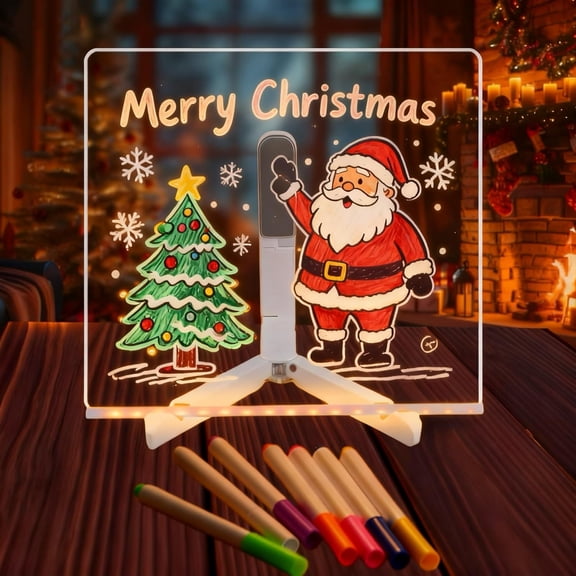 Note Board With Colors - Glowing  Message Marker, Illuminating Dry Erase With Sturdy Stand, Memo Letter With Interactive Light, White for Idea Generation (5.9*5.9in)