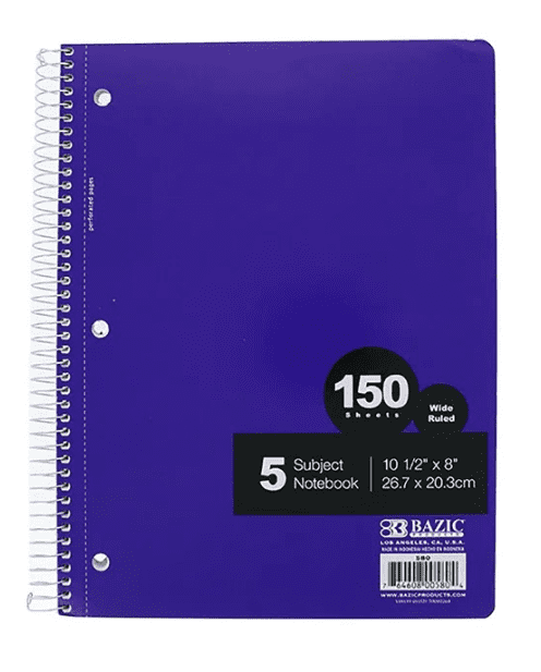 , Note Book 5 Subject, Count 1 - Paper/Filler/Note Book / Grab Varieties & Flavors