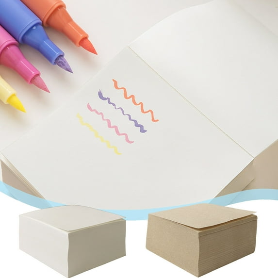 Note Book Square Tearable Pad | Extra Thick 400 Sheets | Blank Draft Paper | Khaki or White | 3.15 x 3.15 x 1.57 in | No Bleed | Easy Tear | For Office, Memo, Doodle, List | 1 Pack
